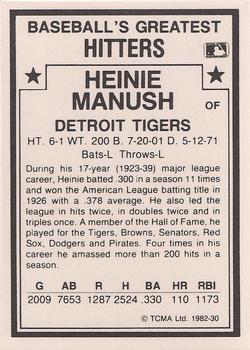 1987 TCMA 1982 Greatest Hitters #30 Heinie Manush Back