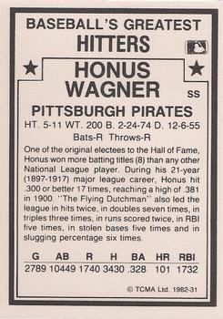 1987 TCMA 1982 Greatest Hitters #31 Honus Wagner Back