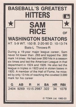 1987 TCMA 1982 Greatest Hitters #33 Sam Rice Back