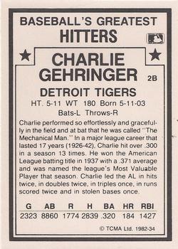 1987 TCMA 1982 Greatest Hitters #34 Charlie Gehringer Back