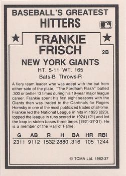 1987 TCMA 1982 Greatest Hitters #37 Frankie Frisch Back