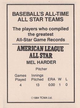 1984 TCMA All-Time All Stars #NNO Mel Harder Back