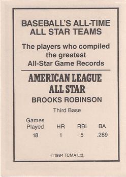 1984 TCMA All-Time All Stars #NNO Brooks Robinson Back
