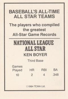 1984 TCMA All-Time All Stars #NNO Ken Boyer Back