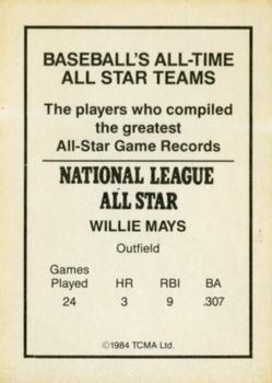 1984 TCMA All-Time All Stars #NNO Willie Mays Back