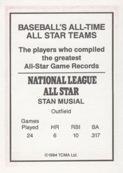 1984 TCMA All-Time All Stars #NNO Stan Musial Back