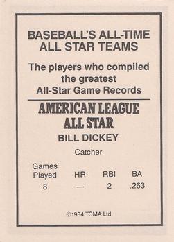 1984 TCMA All-Time All Stars #NNO Bill Dickey Back