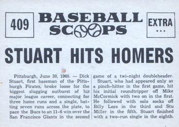 1961 Nu-Cards Baseball Scoops #409 Dick Stuart Back