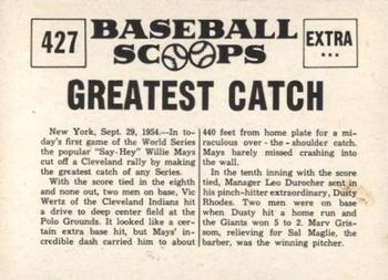 1961 Nu-Cards Baseball Scoops #427 Willie Mays   Back