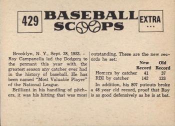 1961 Nu-Cards Baseball Scoops #429 Roy Campanella   Back