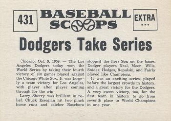 1961 Nu-Cards Baseball Scoops #431 Larry Sherry   Back