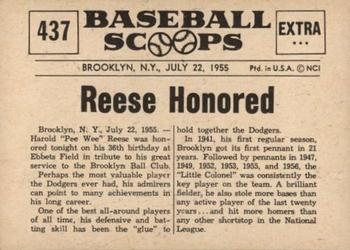 1961 Nu-Cards Baseball Scoops #437 Pee Wee Reese   Back