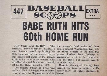 1961 Nu-Cards Baseball Scoops #447 Babe Ruth   Back