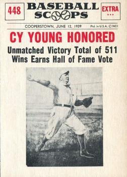 1961 Nu-Cards Baseball Scoops #448 Cy Young Front