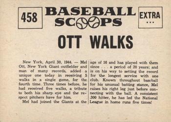 1961 Nu-Cards Baseball Scoops #458 Mel Ott   Back