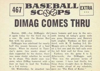 1961 Nu-Cards Baseball Scoops #467 Joe DiMaggio   Back