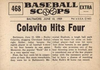 1961 Nu-Cards Baseball Scoops #468 Rocky Colavito   Back