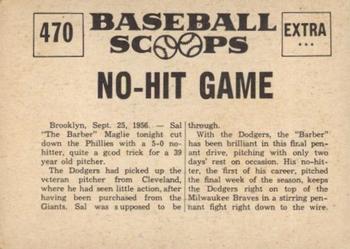 1961 Nu-Cards Baseball Scoops #470 Sal Maglie   Back