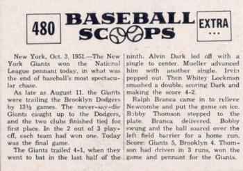 1961 Nu-Cards Baseball Scoops #480 Bobby Thomson  Back