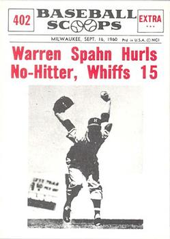 1961 Nu-Cards Baseball Scoops #402 Warren Spahn   Front