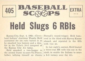 1961 Nu-Cards Scoops #405 Woodie Held   Back