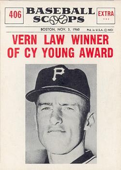 1961 Nu-Cards Baseball Scoops #406 Vern Law   Front