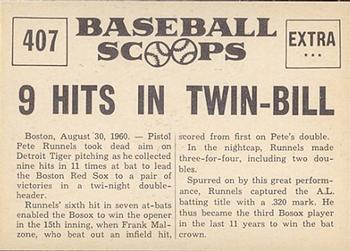 1961 Nu-Cards Baseball Scoops #407 Pete Runnels Back