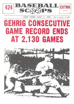 1961 Nu-Cards Baseball Scoops #424 Lou Gehrig   Front