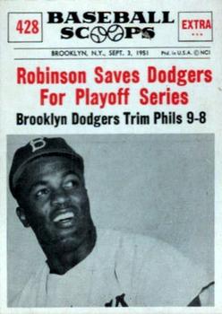 1961 Nu-Cards Baseball Scoops #428 Jackie Robinson   Front