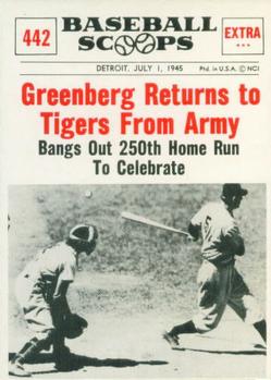 1961 Nu-Cards Baseball Scoops #442 Hank Greenberg   Front
