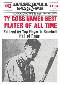 1961 Nu-Cards Baseball Scoops #443 Ty Cobb   Front