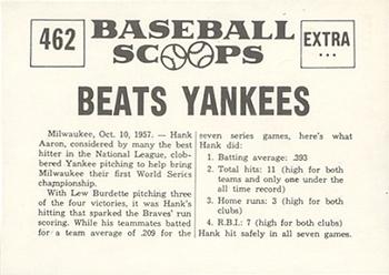 1961 Nu-Cards Baseball Scoops #462 Hank Aaron   Back