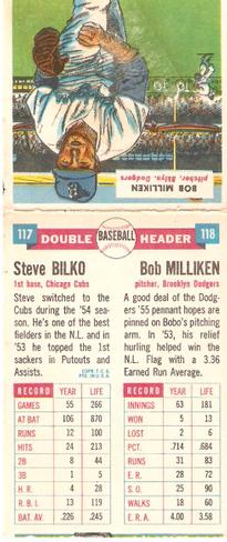 1955 Topps Double Header #117-118 Steve Bilko / Bob Milliken Back