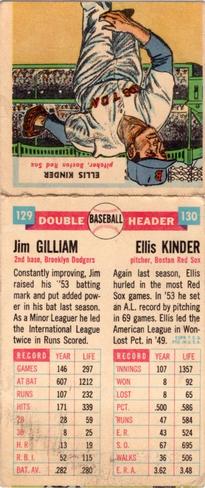 1955 Topps Double Header #129-130 Jim Gilliam / Ellis Kinder Back