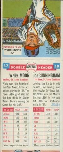 1955 Topps Double Header #37-38 Wally Moon / Joe Cunningham Back