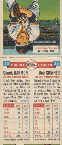 1955 Topps Double Header #55-56 Chuck Harmon / Bob Skinner Back