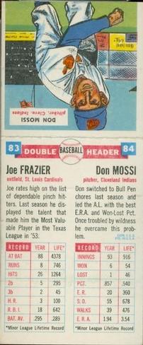 1955 Topps Double Header #83-84 Joe Frazier / Don Mossi Back