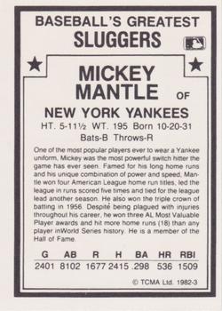 1987 TCMA 1982 Greatest Sluggers  #3 Mickey Mantle Back