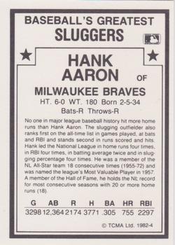 1987 TCMA 1982 Greatest Sluggers  #4 Hank Aaron Back