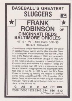 1987 TCMA 1982 Greatest Sluggers  #12 Frank Robinson Back