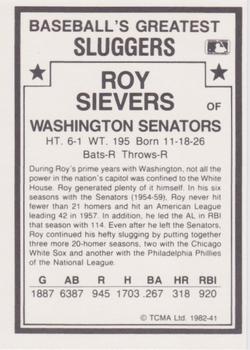 1987 TCMA 1982 Greatest Sluggers  #41 Roy Sievers Back