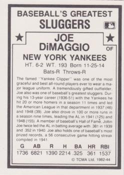 1987 TCMA 1982 Greatest Sluggers  #44 Joe Dimaggio Back
