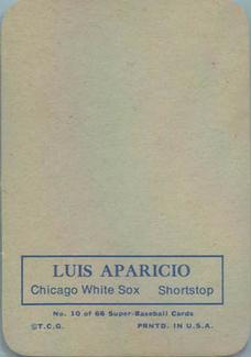 1969 Topps Super #10 Luis Aparicio Back
