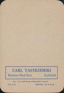 1969 Topps Super #5 Carl Yastrzemski Back