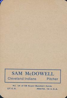 1969 Topps Super #14 Sam McDowell Back