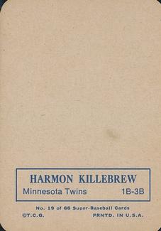 1969 Topps Super #19 Harmon Killebrew Back