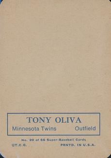 1969 Topps Super #20 Tony Oliva Back