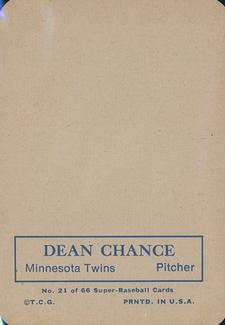 1969 Topps Super #21 Dean Chance Back