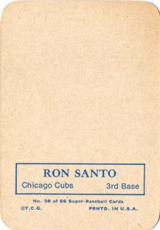 1969 Topps Super #38 Ron Santo Back