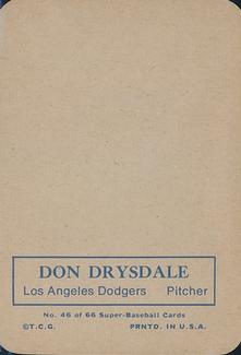 1969 Topps Super #46 Don Drysdale Back